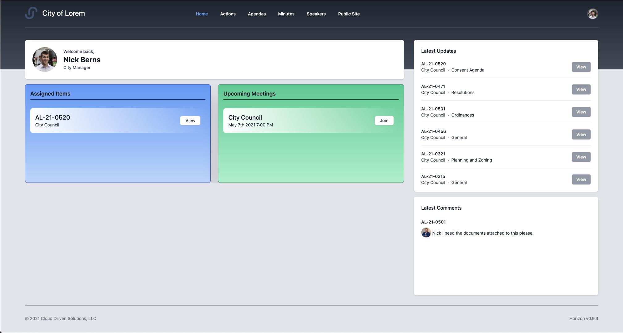 Inbox user interface